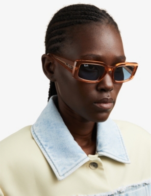 Shop Ray Ban Ray-ban Women's Orange Rb4395 Kiliane Rectangle-frame Transparent Acetate Sunglasses