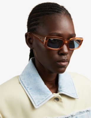 Ray Ban Womens Orange Rb4395 Kiliane Rectangle-frame Transparent Acetate Sunglasses In Orange