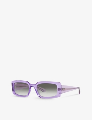 Shop Ray Ban Ray-ban Women's Purple Rb4395 Kiliane Rectangle-frame Transparent Acetate Sunglasses