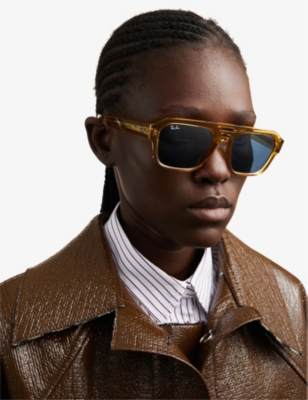 Shop Ray Ban Ray-ban Women's Yellow Rb4397 Corrigan Rectangle-frame Acetate Sunglasses