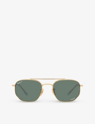 Ray Ban Sunglasses Unisex Rb3707 - Gold Frame Grey Lenses Polarized 57-20 In Gold