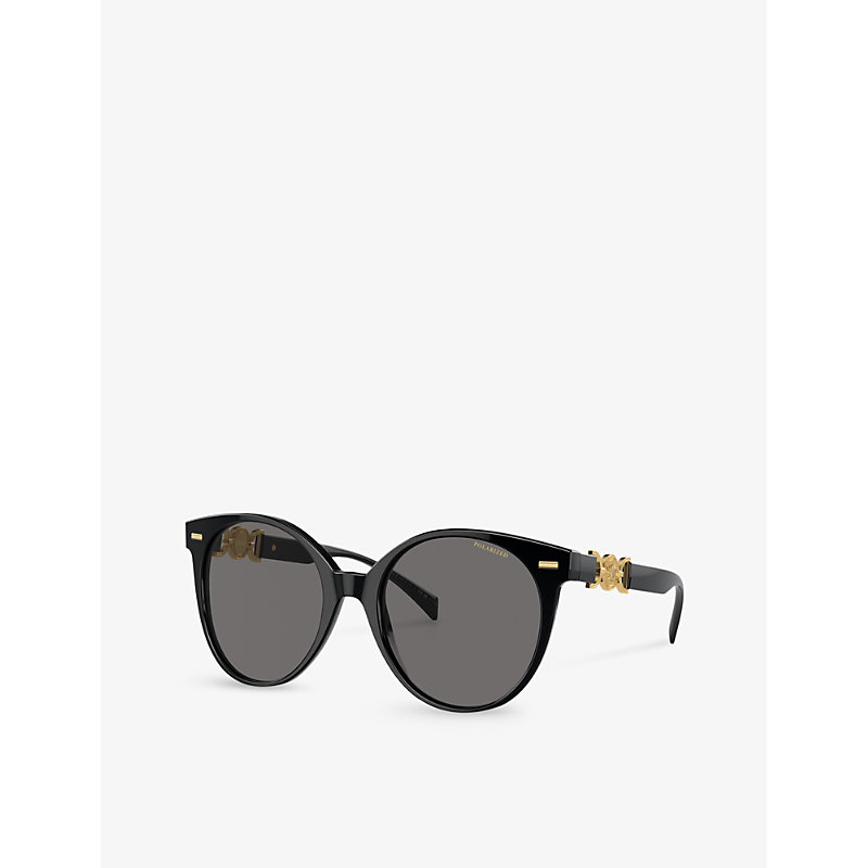 Shop Versace Men's Black Ve4442 Medusa-hardware Phantos-frame Acetate Sunglasses