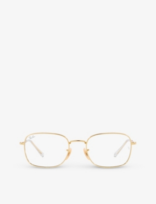 Ray Ban Ray-ban Womens Gold Rb3706 Chromance Square-frame Metal Optical Glasses