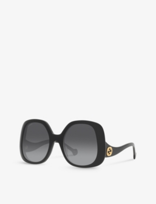 Gucci Womens Black Gc002055 Gg1308s Round-frame Acetate Sunglasses In Black