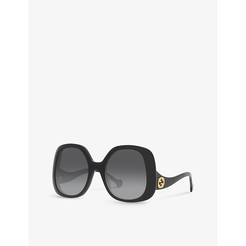 Shop Gucci Women's Black Gg1235s Square-frame Acetate Sunglasses