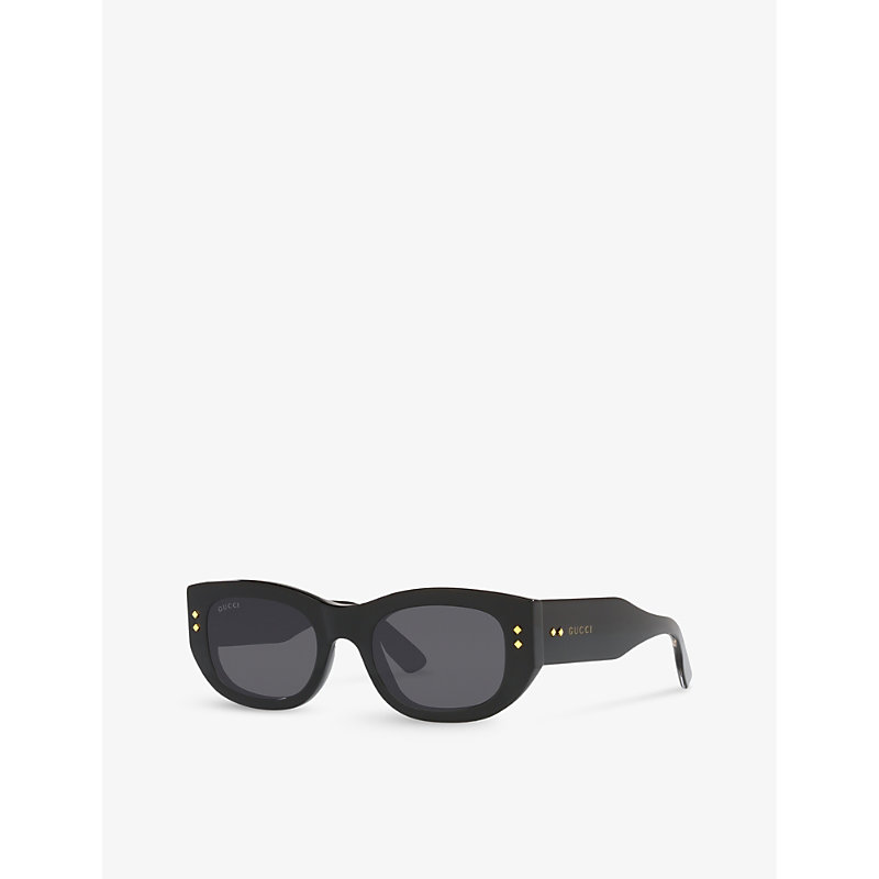 Shop Gucci Women's Black Gc001936 Gg1215s Rectangle-frame Acetate Sunglasses