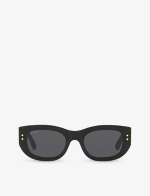 Gucci Womens Black Gc001936 Gg1215s Rectangle-frame Acetate Sunglasses