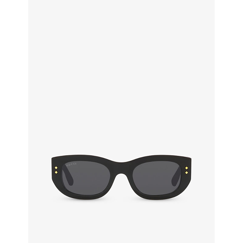 Gucci Womens Black Gc001936 Gg1215s Rectangle-frame Acetate Sunglasses