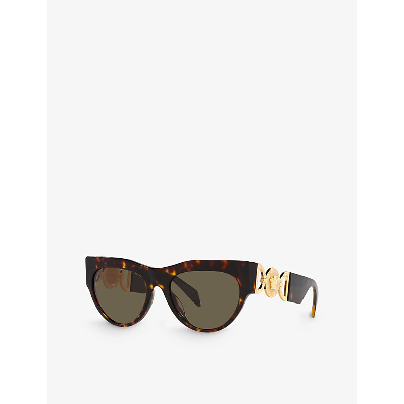 Shop Versace Women's Brown Ve4440u Medusa '95-hardware Tortoiseshell Transparent-acetate Sunglasses