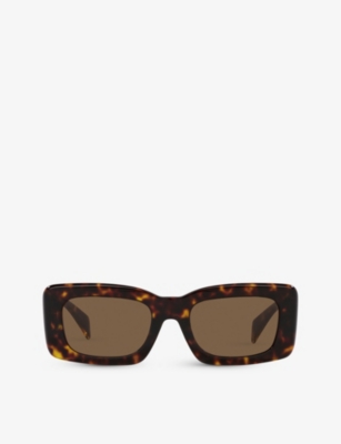 VERSACE: 0VE4444U branded-arm rectangle-frame tortoiseshell acetate sunglasses