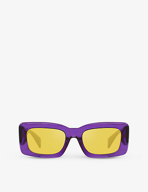 VERSACE: 0VE4444U branded-arm rectangle-frame acetate sunglasses