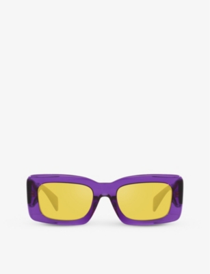 Shop Versace Womens Purple 0ve4444u Branded-arm Rectangle-frame Acetate Sunglasses