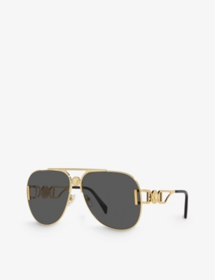 Shop Versace Womens Gold Ve2255 Solar Pilot-frame Metal Sunglasses