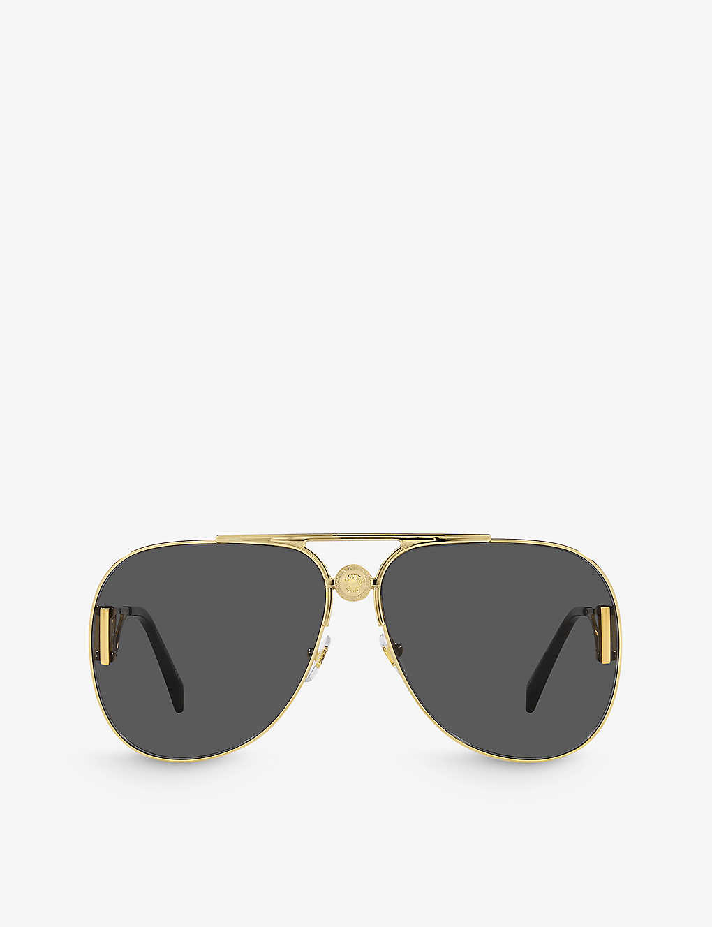Versace Womens Gold Ve2255 Solar Pilot-frame Metal Sunglasses