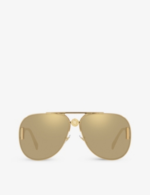 VERSACE: VE2255 pilot-frame metal sunglasses