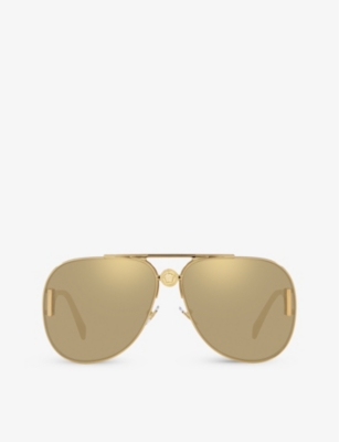 Versace Womens Ve2255 Pilot-frame Metal Sunglasses Gold In Gold