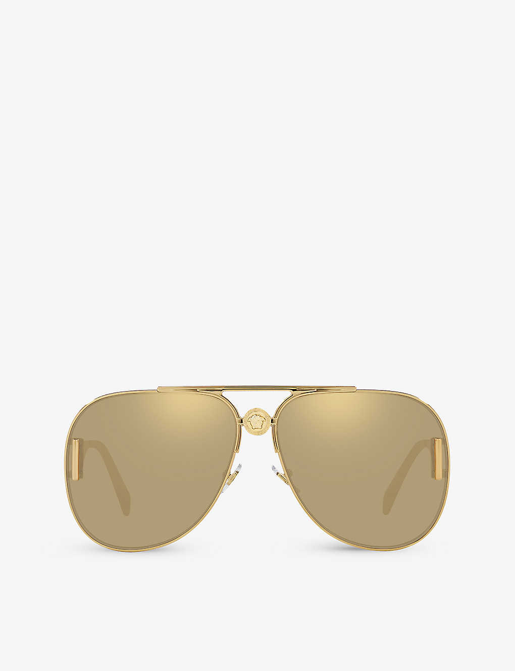 Shop Versace Women's Gold Ve2255 Pilot-frame Metal Sunglasses
