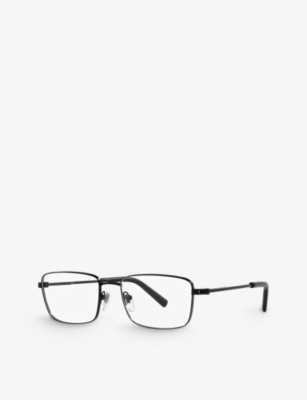 Shop Bvlgari Bv1123 Square-frame Branded-arm Metal Optical Glasses In Black
