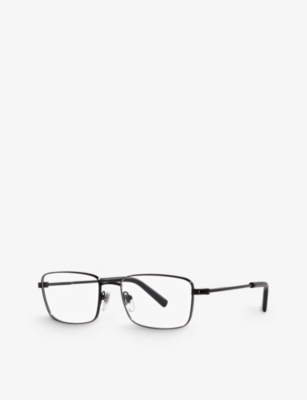 Bvlgari Womens Black Bv1123 Square-frame Branded-arm Metal Optical Glasses In Black