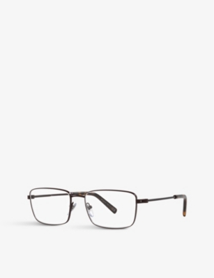 Shop Bvlgari Bv1123 Square-frame Branded-arm Metal Optical Glasses In Brown
