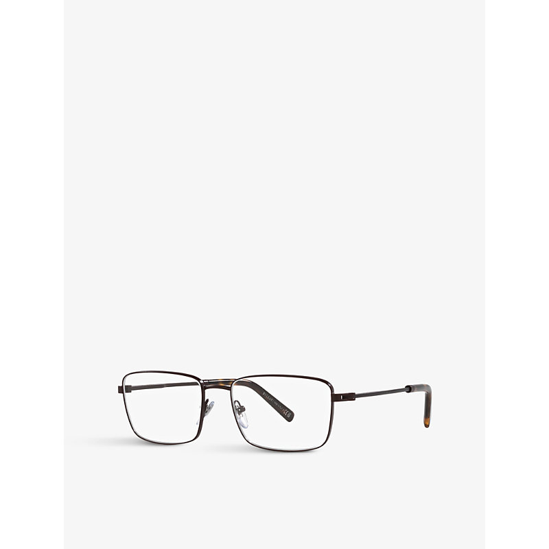 Shop Bvlgari Bv1123 Square-frame Branded-arm Metal Optical Glasses In Brown