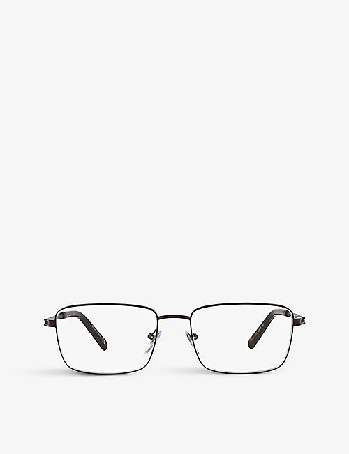 BVLGARI: BV1123 square-frame branded-arm metal optical glasses