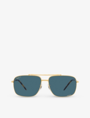 Shop Ray Ban Ray-ban Women's Gold Rb3796 Pillow-frame Branded-lens Metal Sunglasses