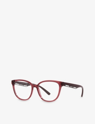 Shop Bvlgari Bv4219 Round-frame Branded-arm Acetate Optical Glasses In Red
