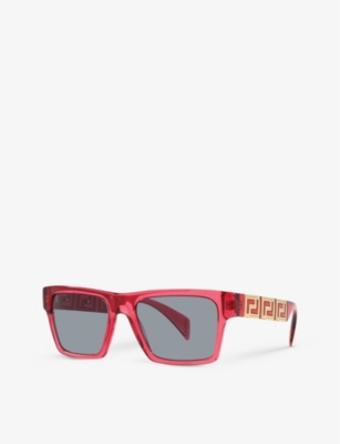 Shop Versace Women's Red Ve4445 Tinted-lens Square-frame Acetate Sunglasses