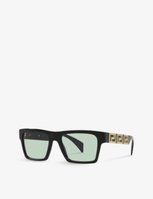 Shop Versace Women's Black Ve4445 Square-frame Brand-embossed Acetate Sunglasses