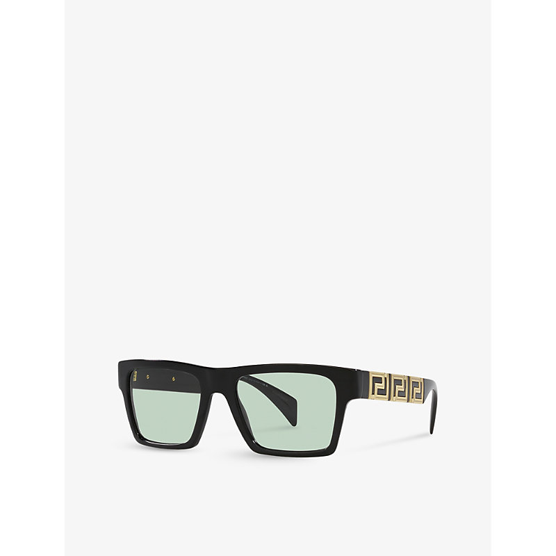 Shop Versace Women's Black Ve4445 Square-frame Brand-embossed Acetate Sunglasses