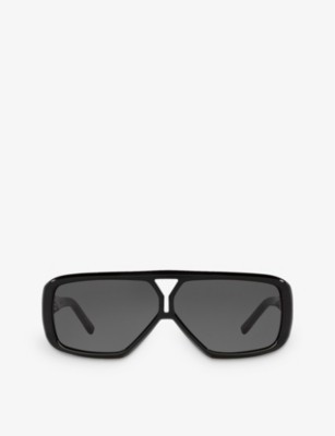 Shop Saint Laurent Women's Black Ys000434 Sl 569 Y Pilot-frame Acetate Sunglasses