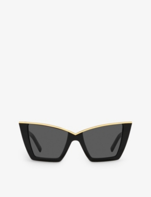 Saint Laurent Womens Black Ys000435 Sl 570 Cat-eye Acetate Sunglasses