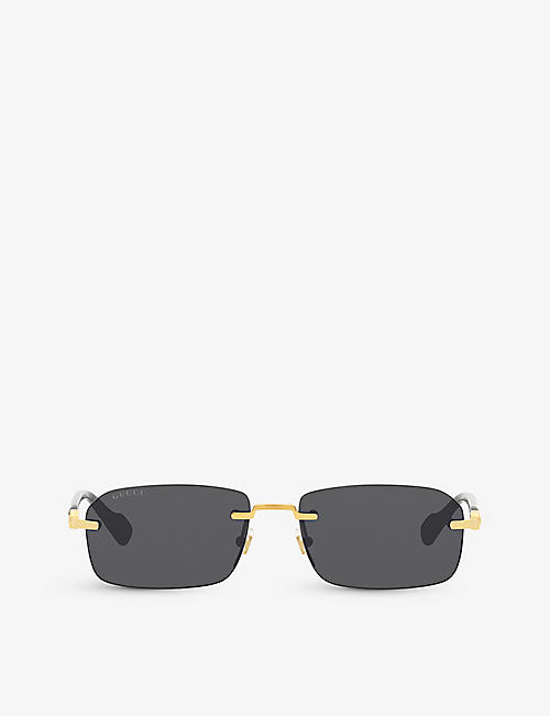 GUCCI: GG1221S rectangular-frame metal sunglasses