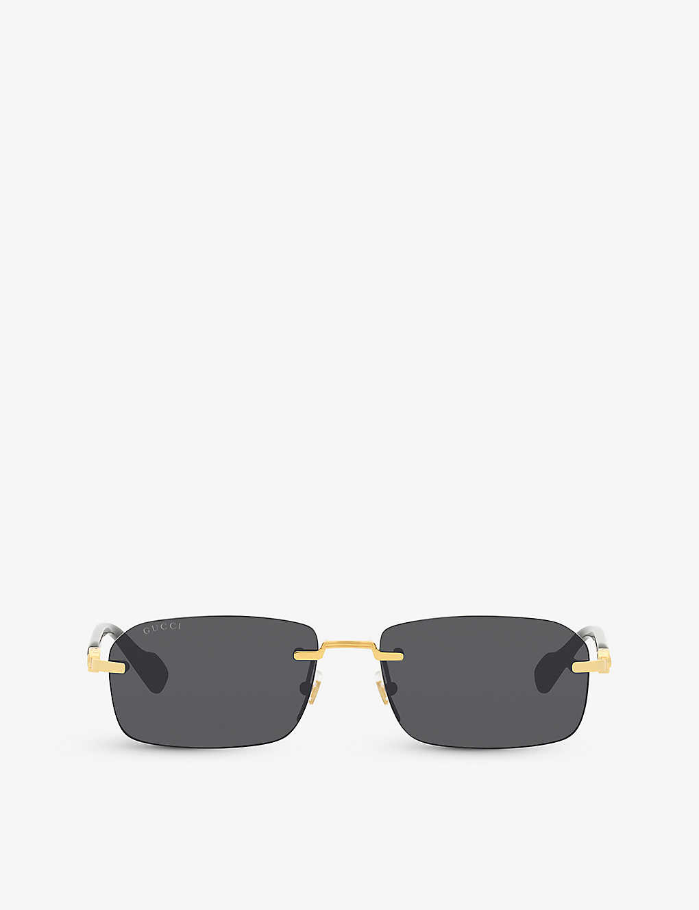 Gucci Womens Gold Gg1221s Rectangular-frame Metal Sunglasses