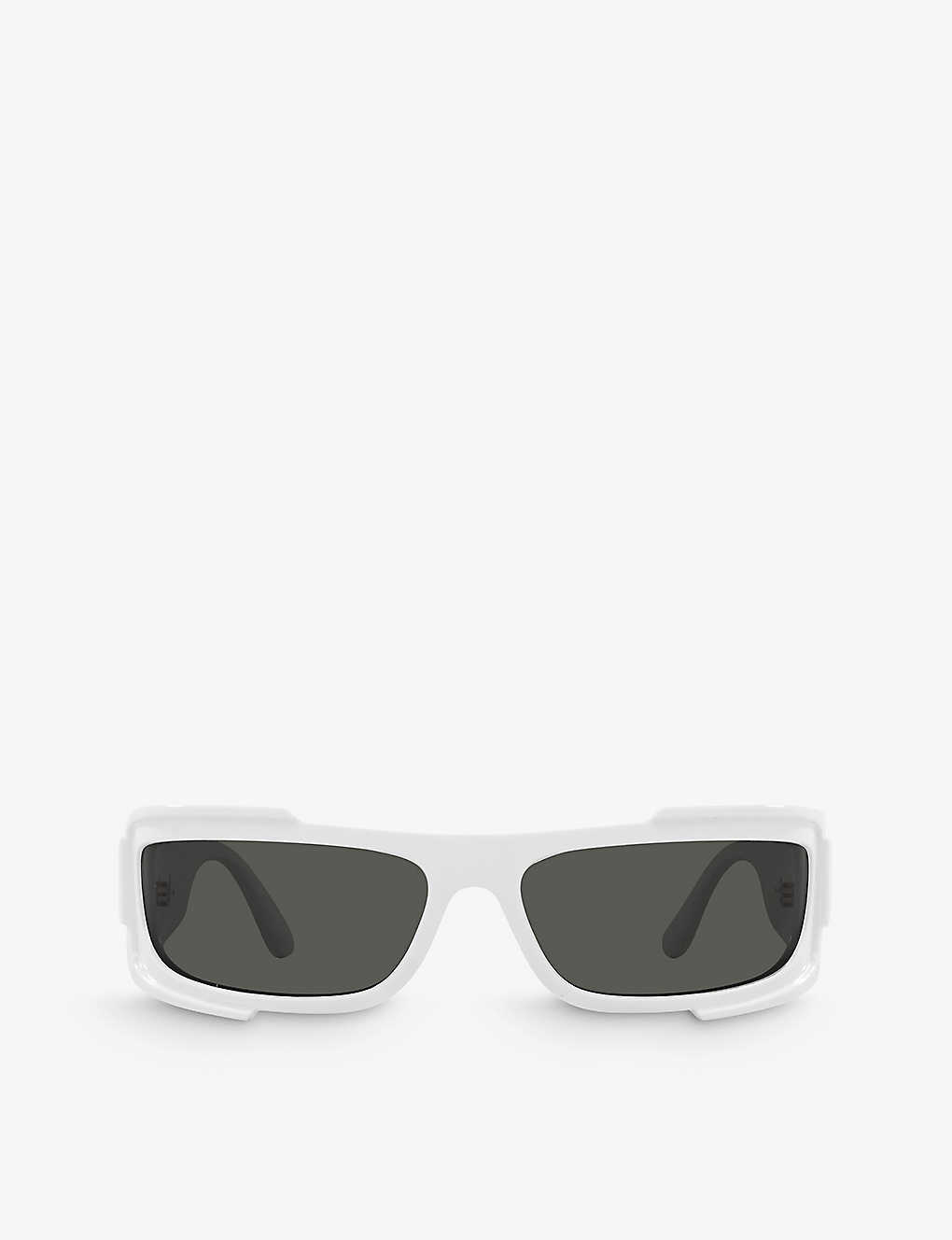 Versace Womens White Ve4446 Branded-arm Rectangle-frame Acetate Sunglasses