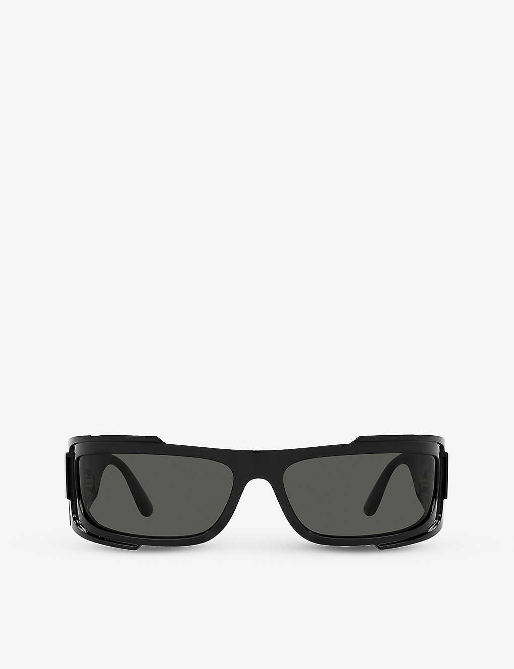 Versace Womens Black Ve4446 Branded-arm Rectangle-frame Acetate Sunglasses