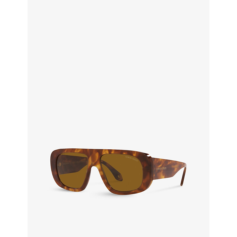 Shop Giorgio Armani Women's Red Ar8183 Pillow-frame Tortoiseshell Acetate Sunglasses