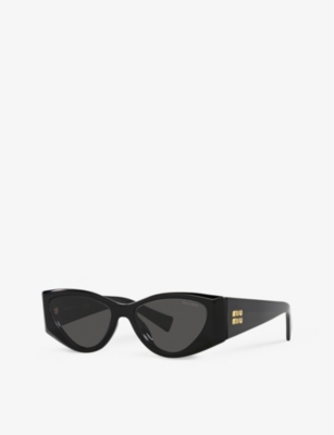 Shop Miu Miu Women's Black Mu 06ys Cat-eye-frame Acetate Sunglasses