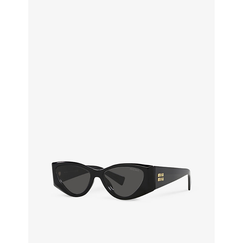 Shop Miu Miu Womens Black Mu 06ys Cat-eye-frame Acetate Sunglasses