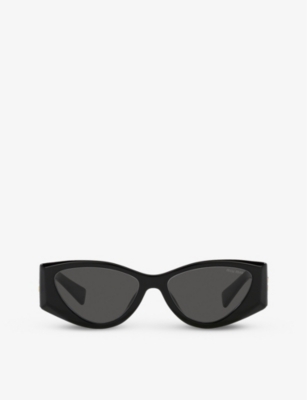 Shop Miu Miu Women's Black Mu 06ys Cat-eye-frame Acetate Sunglasses