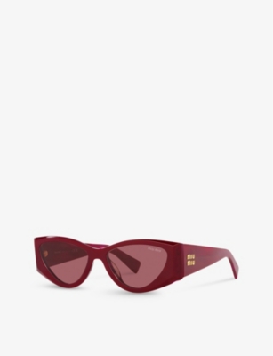 Shop Miu Miu Women's Red Mu 06ys Cat-eye-frame Acetate Sunglasses
