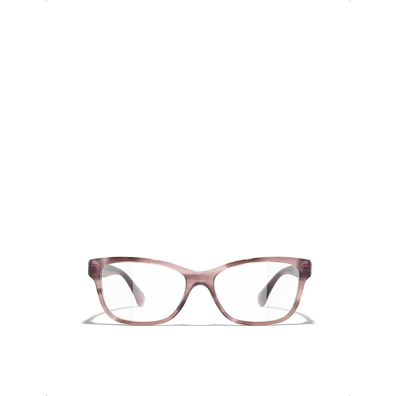 Pre-owned Chanel Womens Pink Ch3449b Rectangle-frame Tortoiseshell Acetate Optical Glasses