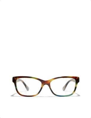 Pre-owned Chanel Womens Yellow Ch3449b Rectangle-frame Tortoiseshell Acetate Optical Glasses