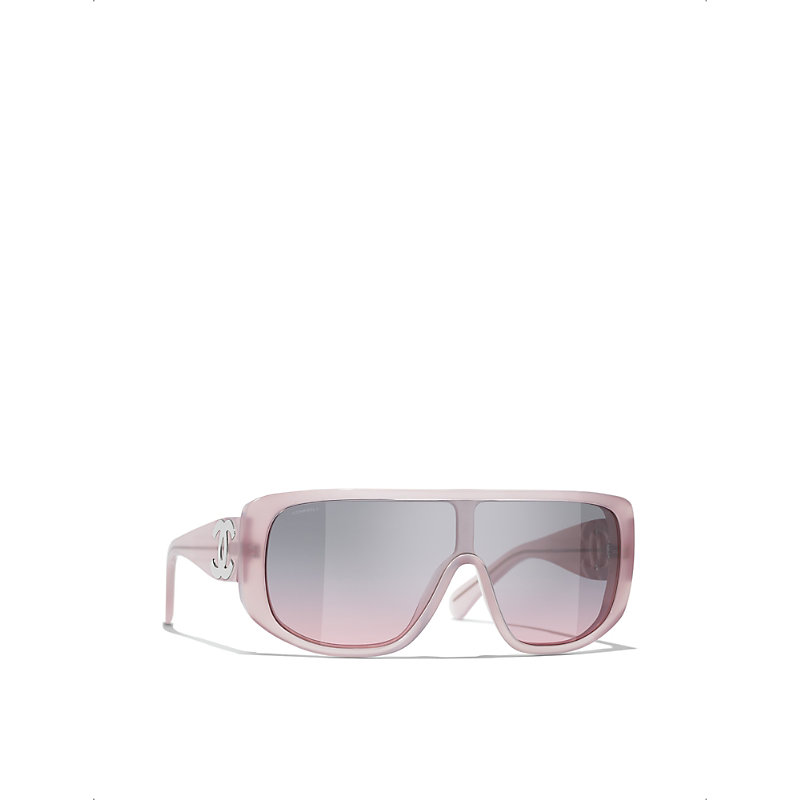 Pre-owned Chanel Womens Pink Ch5495 Shield-frame Acetate Sunglasses