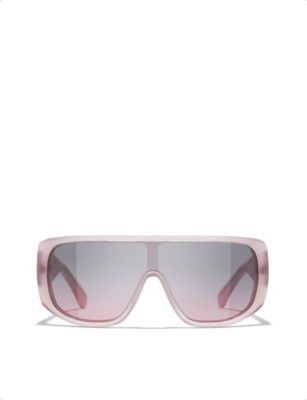 Pre-owned Chanel Womens Pink Ch5495 Shield-frame Acetate Sunglasses