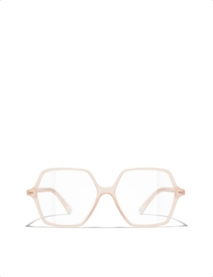 Pre-owned Chanel Mens Pink Ch3447 Square-frame Acetate Optical Glasses