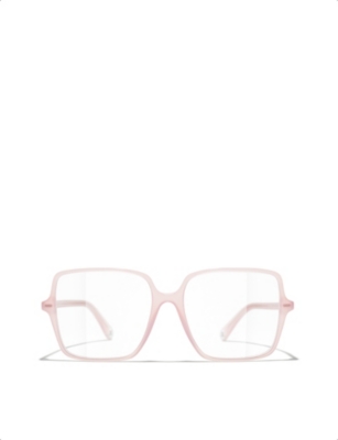 Pre-owned Chanel Mens Pink Ch3448 Square-frame Acetate Optical Glasses