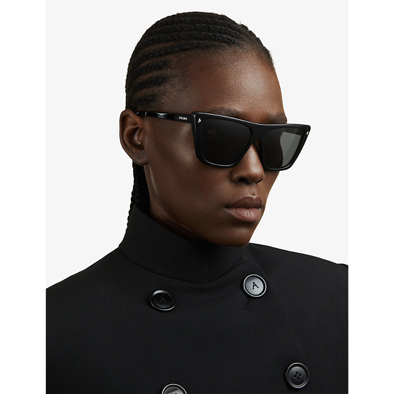 Shop Prada Women's Black Pr 21zs Butterfly-frame Acetate Sunglasses