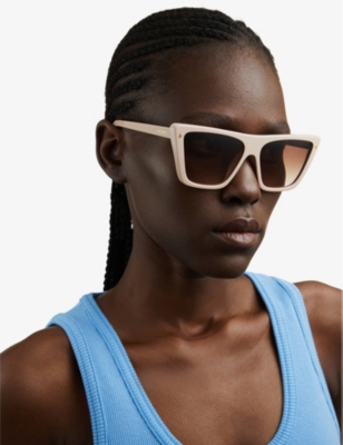 Prada Womens Tan Pr 21zs Branded-arm Butterfly-frame Acetate Sunglasses In Tan